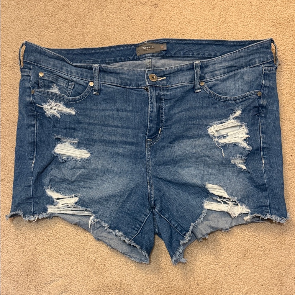 Torrid Blue Distressed Jean Shorts